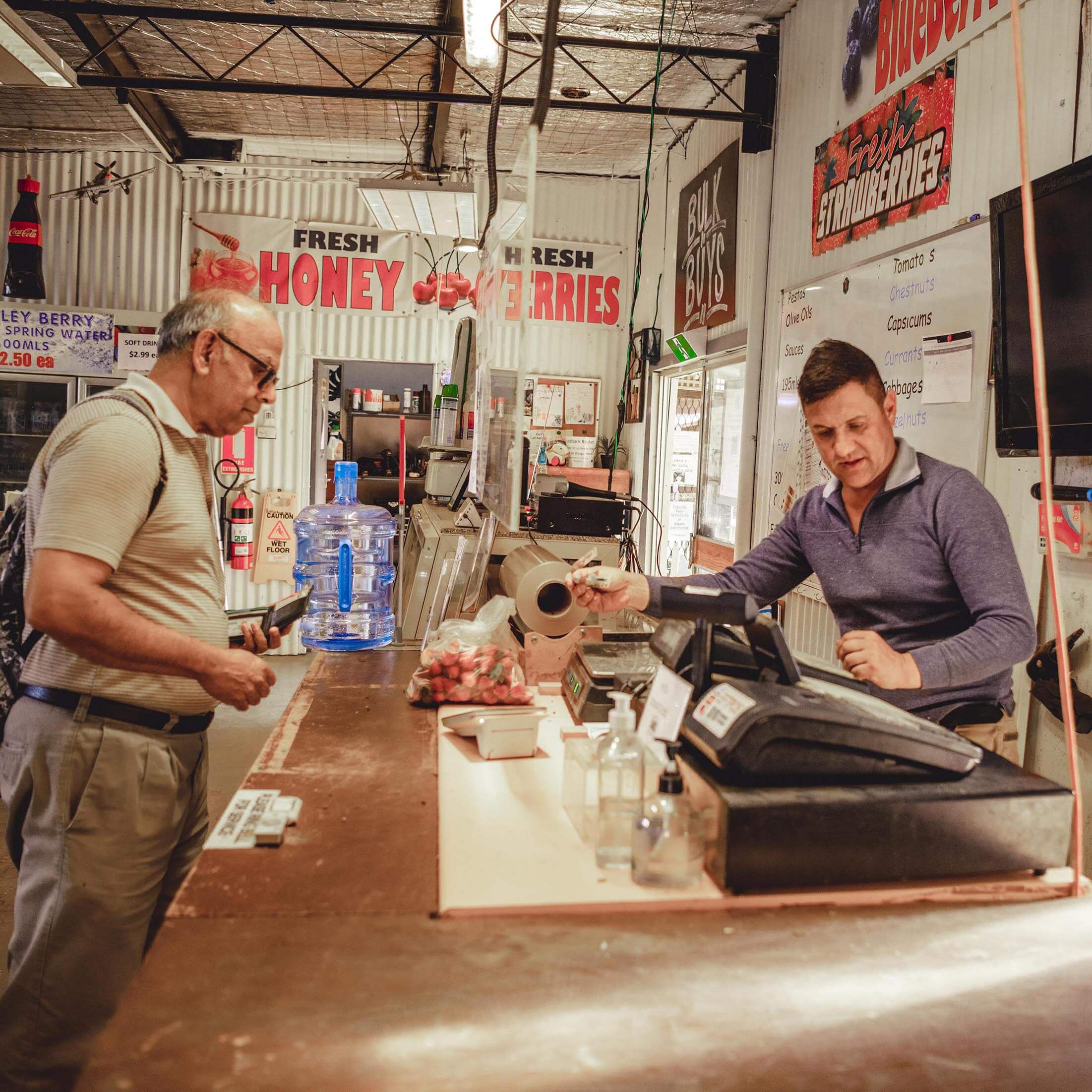 Huntley Berry Farm visitor and Farm Manager, Tony